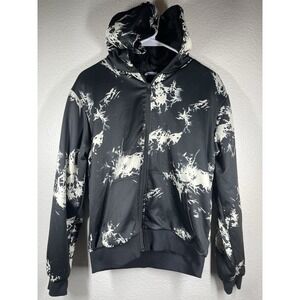 Speed Your Run Men's Sm Black Tie Dye Full Zip Faux Fur Lined Jacket Hoodie